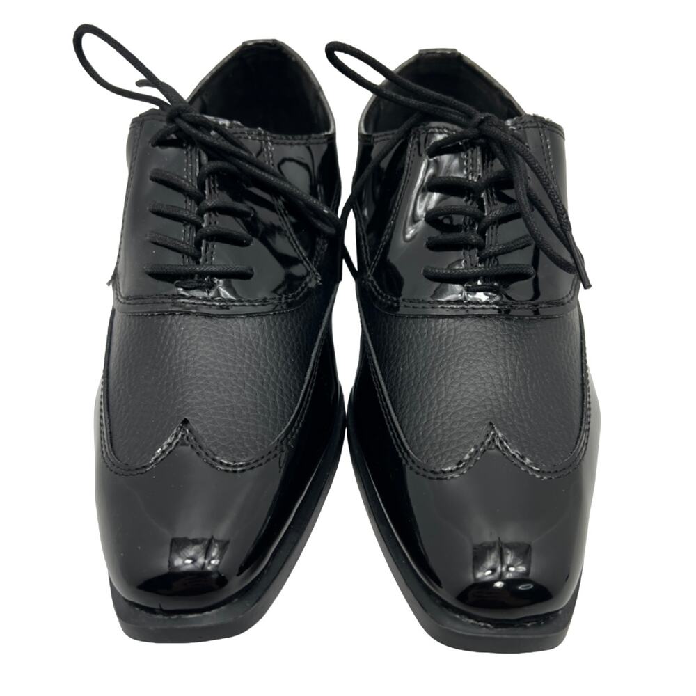 Frederico Leone Manhattan Black Upper Tuxedo Toe Oxford Mens 6.5M Dress Shoes